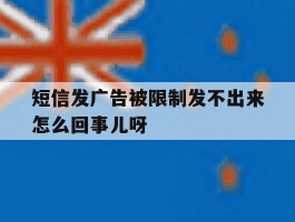 短信发广告被限制发不出来怎么回事儿呀的简单介绍