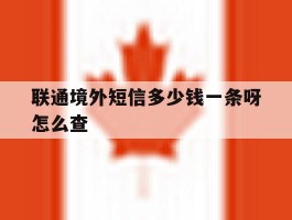 联通境外短信多少钱一条呀怎么查