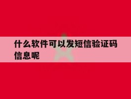 什么软件可以发短信验证码信息呢