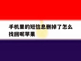 手机里的短信息删掉了怎么找回呢苹果