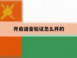 开启语音验证怎么开的