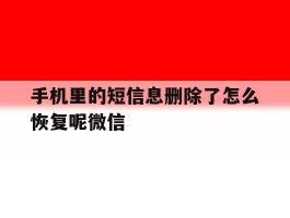 手机里的短信息删除了怎么恢复呢微信
