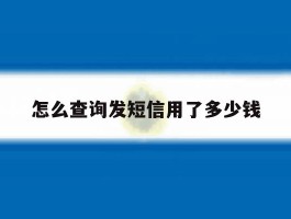 怎么查询发短信用了多少钱