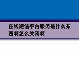 包含在线短信平台服务是什么东西啊怎么关闭啊的词条