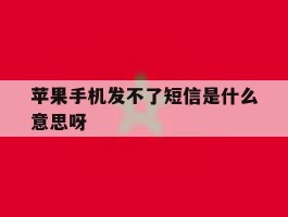 苹果手机发不了短信是什么意思呀