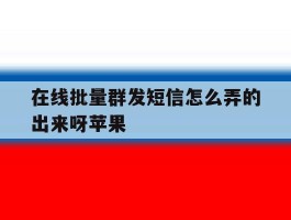 在线批量群发短信怎么弄的出来呀苹果
