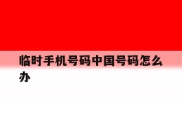 临时手机号码中国号码怎么办
