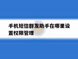 手机短信群发助手在哪里设置权限管理