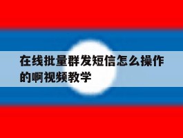 关于在线批量群发短信怎么操作的啊视频教学的信息