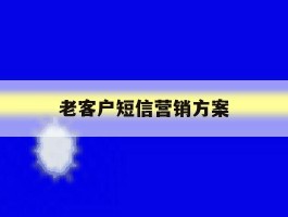 老客户短信营销方案