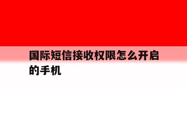 国际短信接收权限怎么开启的手机 国际短信接收权限怎么开启的手机