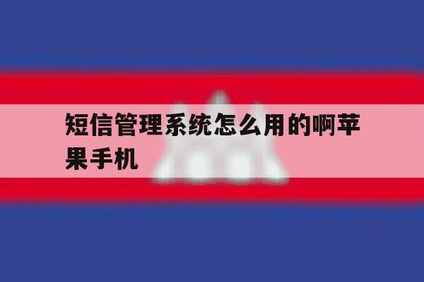 短信管理系统怎么用的啊苹果手机 短信管理系统怎么用的啊苹果手机