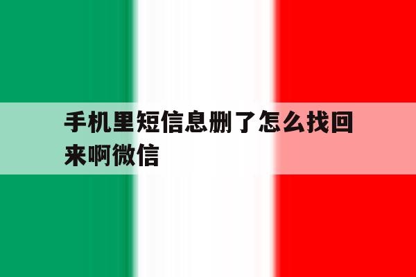 手机里短信息删了怎么找回来啊微信 手机里短信息删了怎么找回来啊微信