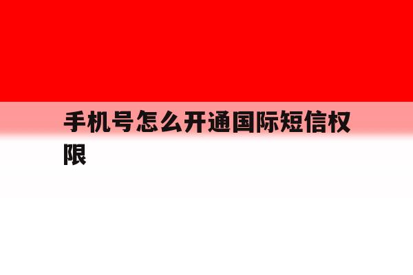 手机号怎么开通国际短信权限 手机号怎么开通国际短信权限